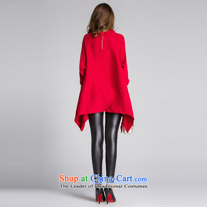 The main European and American Women's autumn 2015 round-neck collar 7 cuff does not rule under the loose coat T-shirts pure colors red , L, blue rain butterfly according to , , , shopping on the Internet