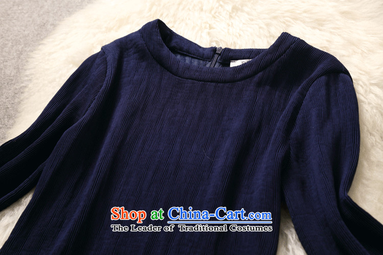 The main 2015 autumn and winter new European and American women wear T-shirt with round collar 7 knitting T-shirt-sleeves blouse Sau San dark blue XL Photo, prices, brand platters! The elections are supplied in the national character of distribution, so action, buy now enjoy more preferential! As soon as possible.