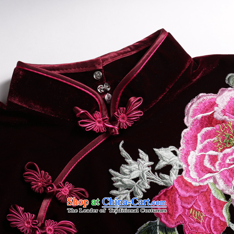 Joe was aristocratic cheongsam dress banquet Kim velvet mother Tang dynasty embroidery in long SRXH007 ,CHOSHAN LADIES,,, shopping on the Internet