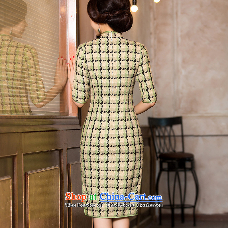 The cross-SHA YA intended for autumn and winter wool? cheongsam dress in thick cuff Sau San grid in the long hair? cheongsam dress female HY 8101 picture color XL, the cross-sa , , , shopping on the Internet