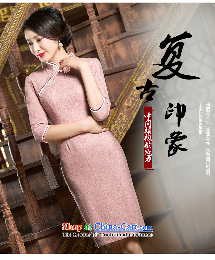 The cross-sa toner Doi wool? cheongsam dress in winter) cuff long retro-thick hair cheongsam dress? 
