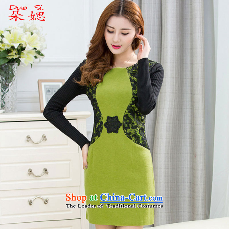  2015 Autumn and winter flower 媤 new improved stylish Ms. Aura Sau San-to-day long-sleeved cheongsam dress forming the a green L, flower 媤 shopping on the Internet has been pressed.