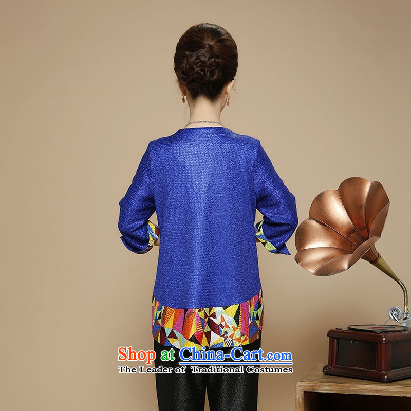 2015 Autumn and winter middle-aged ladies silk linen short jacket, the elderly in the stylish round-neck collar mother Tang dynasty replacing ãþòâ autumn and winter Sleek and versatile minimalist cardigan girl in purple XXL,UYUK,,, shopping on the Interne