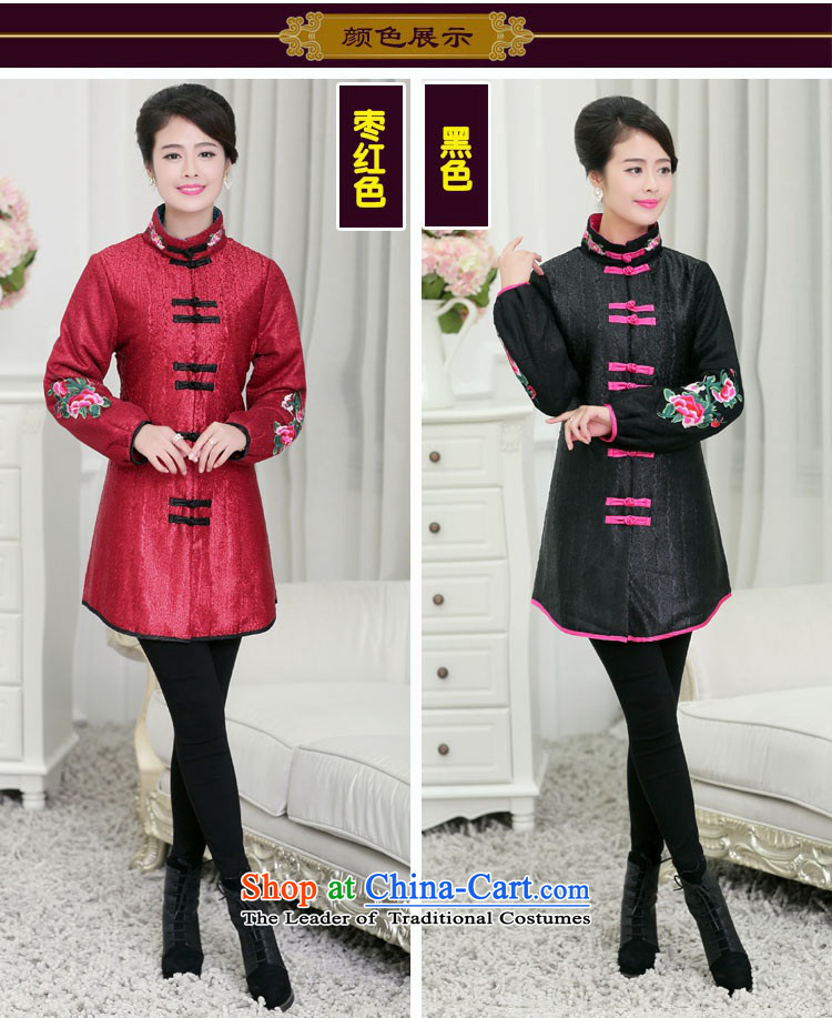 2015 Autumn and winter middle-aged ladies MOM pack for winter coat silk creases stylish collar in long cotton coat in Tang Dynasty warm jacket older Embroidery Stamp and sub-black XXXL picture, prices, brand platters! The elections are supplied in the national character of distribution, so action, buy now enjoy more preferential! As soon as possible.