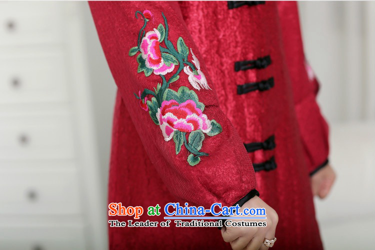 2015 Autumn and winter middle-aged ladies MOM pack for winter coat silk creases stylish collar in long cotton coat in Tang Dynasty warm jacket older Embroidery Stamp and bourdeaux XXXL sub picture, prices, brand platters! The elections are supplied in the national character of distribution, so action, buy now enjoy more preferential! As soon as possible.