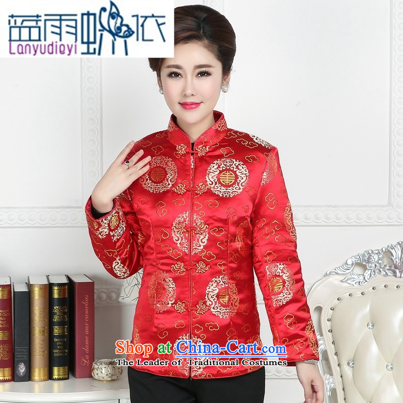 Ya-ting store. Ms. Tang dynasty older Tang jackets mother replacing winter Tang blouses elderly Chinese Tang dynasty winter clothing red blue rain butterfly to XL, , , , shopping on the Internet