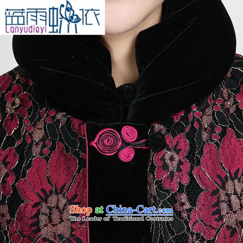 Ya-ting new moms with shop for winter coat jacket from older Tang dynasty cotton coat female thick older persons with purple robe , L, Grandma blue rain butterfly according to , , , shopping on the Internet