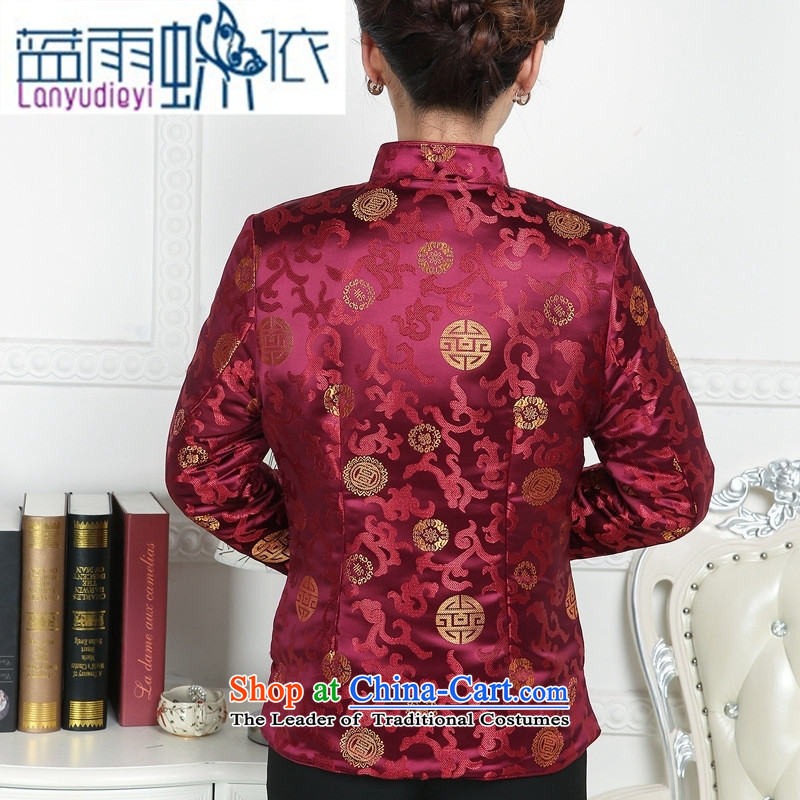 Ya-ting shop in older women's clothes Tang Tang dynasty autumn and winter coats blouses mother happy birthday feast Ms. Tang dynasty dress XXXL, Purple Butterfly according to , , , Blue rain shopping on the Internet