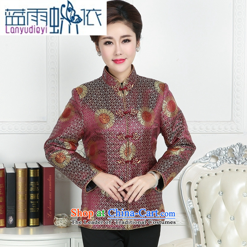 Ya-ting shop in Tang Dynasty older Fall_Winter Collections Ms. Tang blouses jacket mother Tang dynasty embroidery Chinese boxed winter clothing?XXXXL Purple
