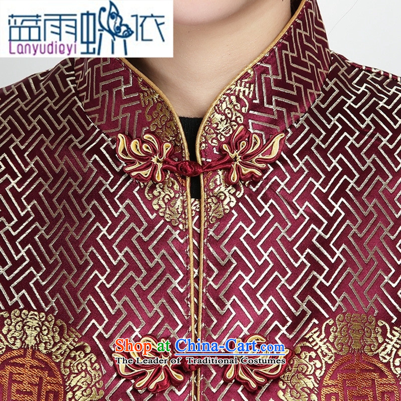 Ya-ting shop in Tang Dynasty older Fall/Winter Collections Ms. Tang blouses jacket mother Tang dynasty embroidery Chinese boxed winter clothing XXXXL, Purple Butterfly according to , , , Blue rain shopping on the Internet