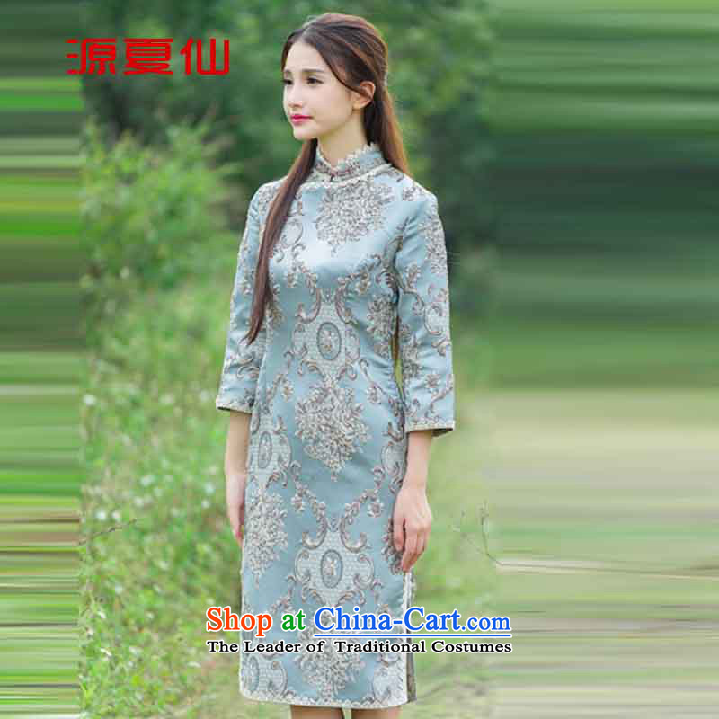 Mr SIN  2015 court source flower heavyweight click and need to come to grips with embosser embroidery cheongsam dress D map color L, MR SIN source (ab).... aestivo fairy shopping on the Internet