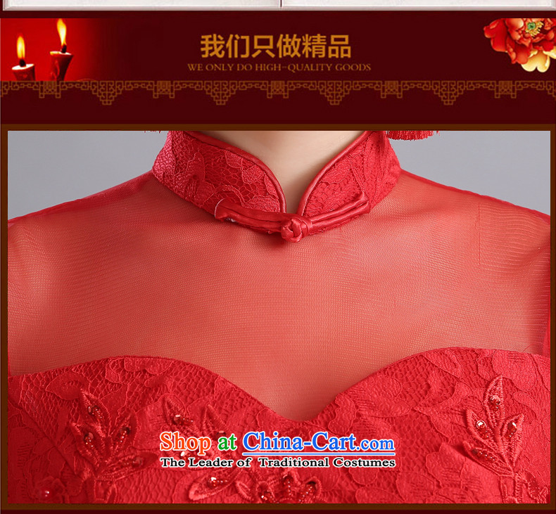 The bride bows service wedding dress qipao 2015 autumn and winter new stylish red lace the lift mast qipao girls 