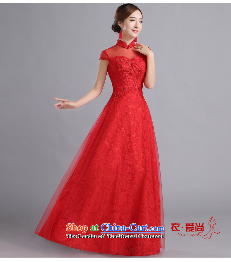 The bride bows service wedding dress qipao 2015 autumn and winter new stylish red lace the lift mast qipao girls 