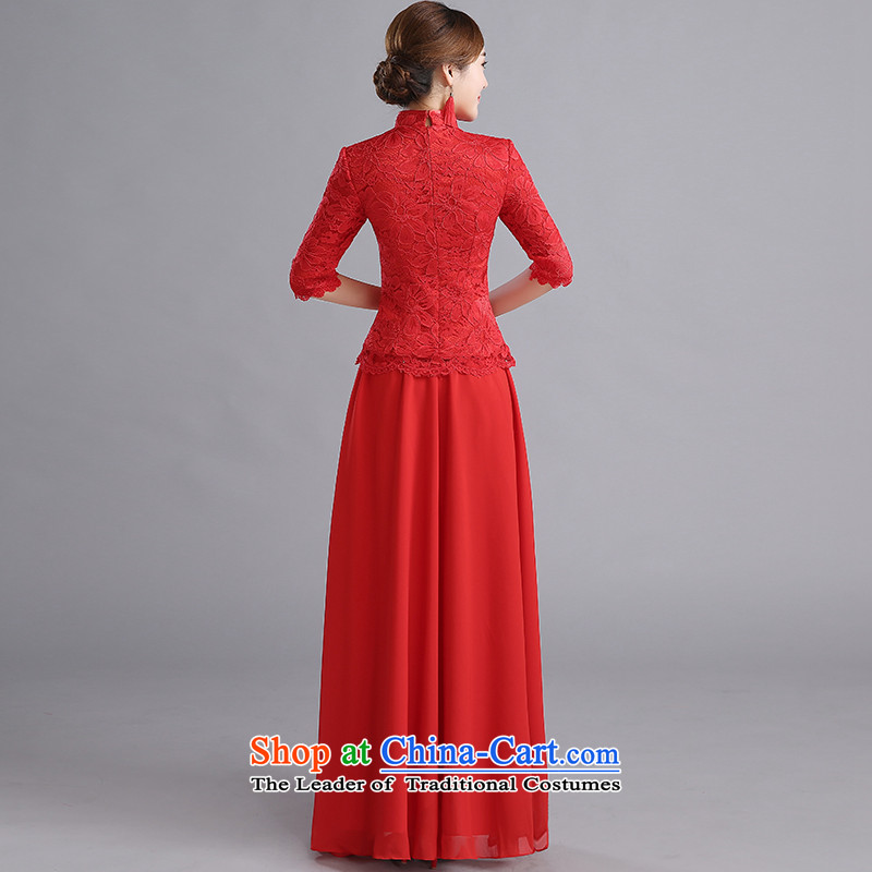 Wedding dress 2015 new bride services Chinese Soo-reel toasting champagne served in autumn and winter cuff cheongsam wedding dress long red XXL, Yi love is , , , shopping on the Internet