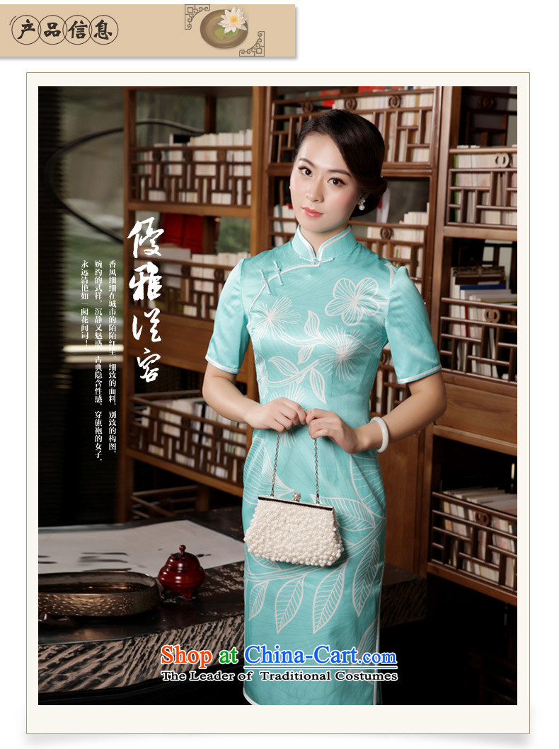 The Wu female red in long silk cheongsam dress in 2015 new cuff high-end herbs extract cheongsam dress skyblue L picture, prices, brand platters! The elections are supplied in the national character of distribution, so action, buy now enjoy more preferential! As soon as possible.