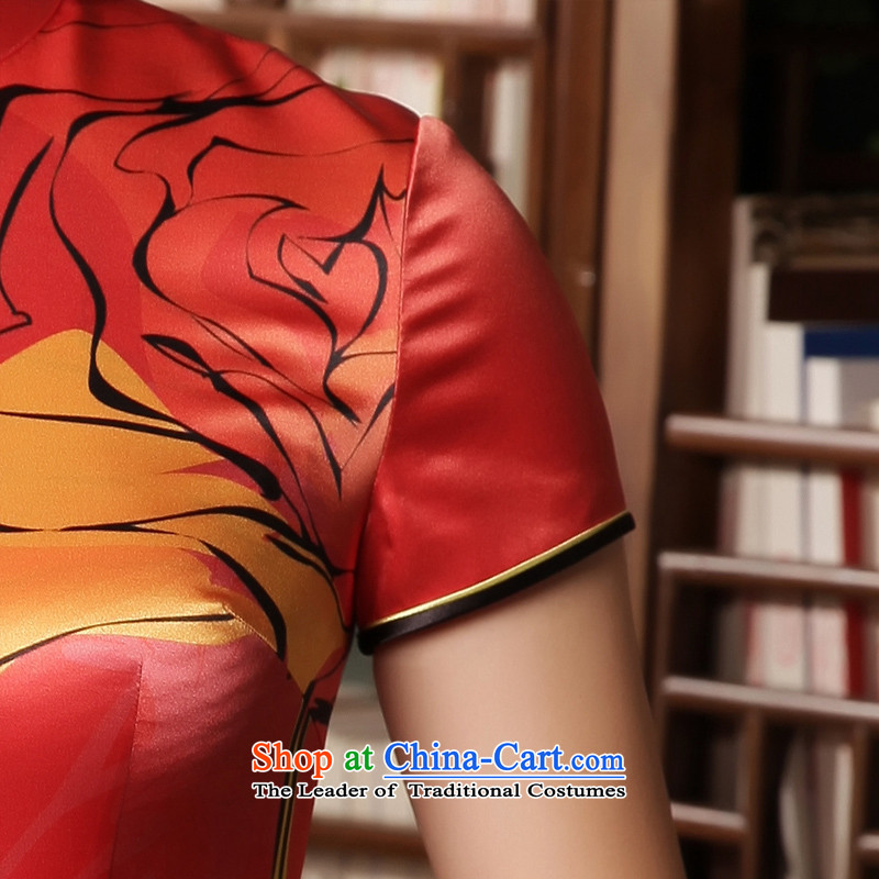 The Wu Female Red Silk Cheongsam 2015 Fall/Winter Collections of daily in the new long in Sau San cheongsam dress cuff dresses red , L, the Wu female red , , , shopping on the Internet