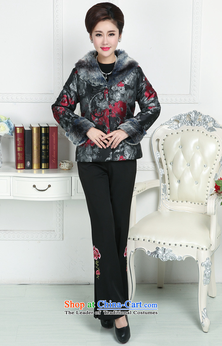 Ms Rebecca Pun and fashion boutiques in Tang Dynasty Ms. older cotton coat gross Neck Jacket coat women's mother large warm winter clothing robe Black XL pictures, national price, brand platters! The elections are supplied in the national character of distribution, so action, buy now enjoy more preferential! As soon as possible.