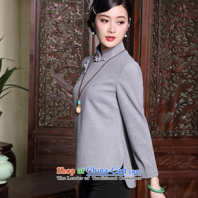 The seal of the winter new original art nouveau style qipao and T-shirt? Tang Dynasty Ms. Gross deduction Han-rom Female Light Gray XL, seal decreased by , , , shopping on the Internet