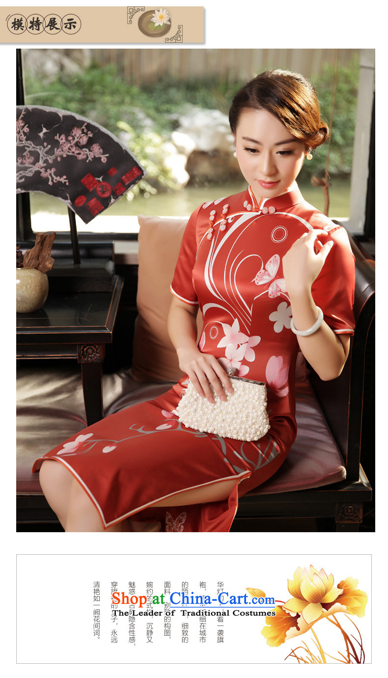 The Wu female red autumn and winter replacing high-end 2015 new daily qipao in Sau San long silk cheongsam dress in cuff red S picture, prices, brand platters! The elections are supplied in the national character of distribution, so action, buy now enjoy more preferential! As soon as possible.