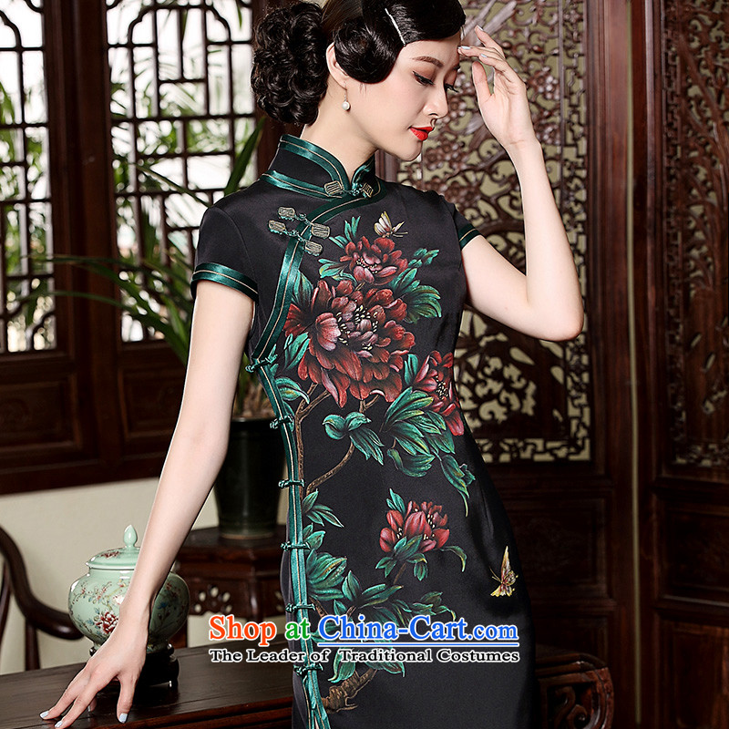 Seal in the peony * eligibility criteria of silk manually trim high-end qipao hand-painted long banquet dress dresses picture color XXL, seal decreased by , , , shopping on the Internet