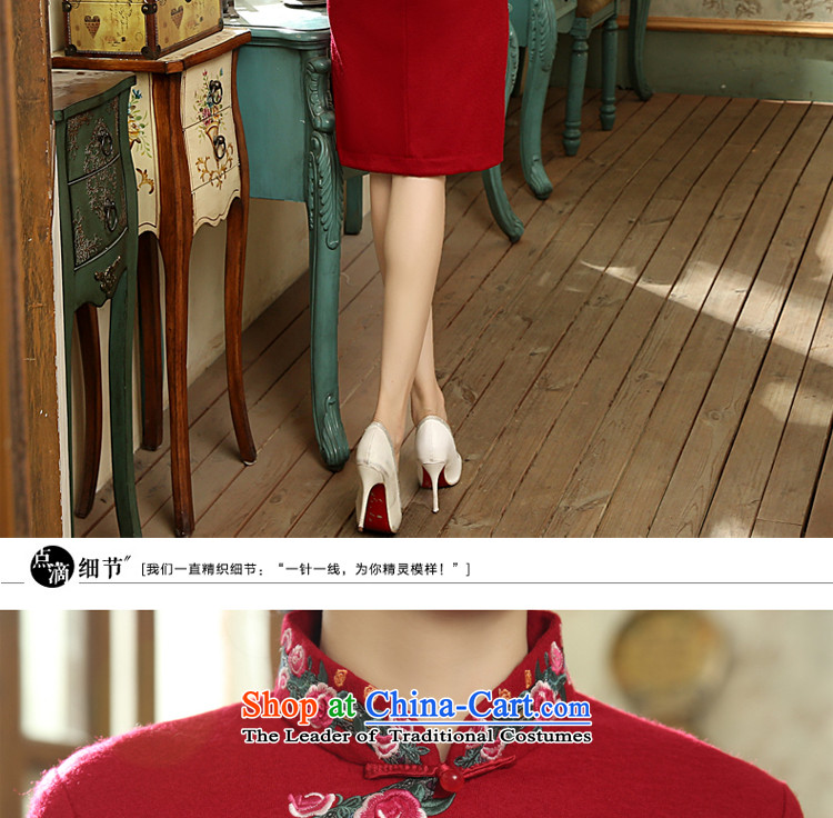 The new 2015 Fall/Winter Collections cheongsam dress long-sleeved wool? 