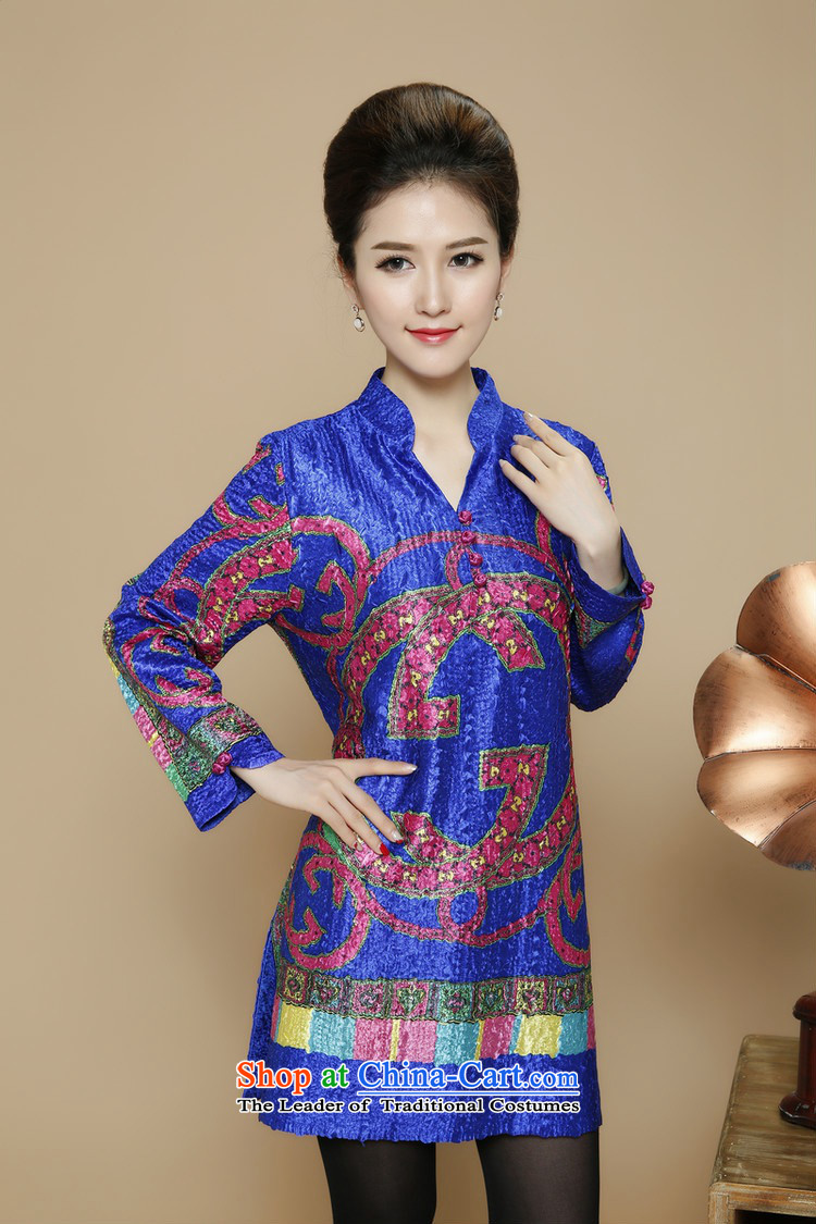 2015 Autumn and Winter, silk linen in long sleeve and dresses in Tang Dynasty older retro Embroidery Stamp skirt middle-aged ladies minimalist wild skirt the red XXXL picture, prices, brand platters! The elections are supplied in the national character of distribution, so action, buy now enjoy more preferential! As soon as possible.