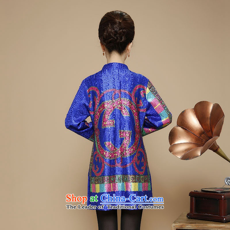 2015 Autumn and Winter, silk linen in long sleeve and dresses in Tang Dynasty older retro Embroidery Stamp skirt middle-aged ladies minimalist wild skirt the red XXXL,UYUK,,, shopping on the Internet
