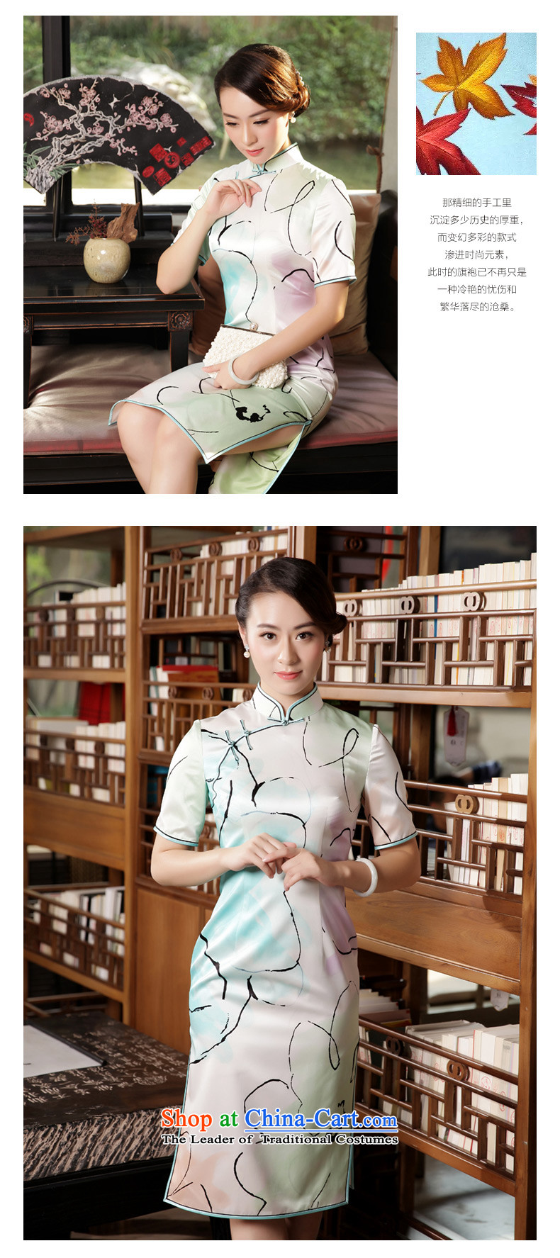 The Wu female red autumn and winter silk cheongsam dress with new daily 