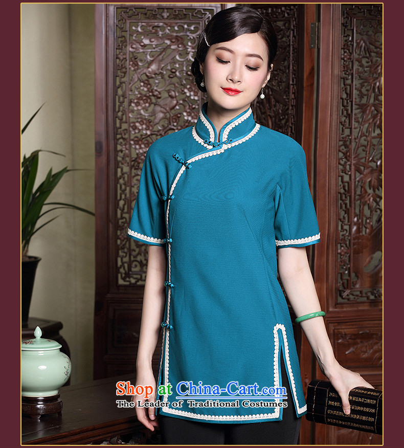 Seal of the new nation 2015 autumn wind Tang blouses retro elegant Chinese female qipao the forklift truck light blue shirt XXL picture, prices, brand platters! The elections are supplied in the national character of distribution, so action, buy now enjoy more preferential! As soon as possible.