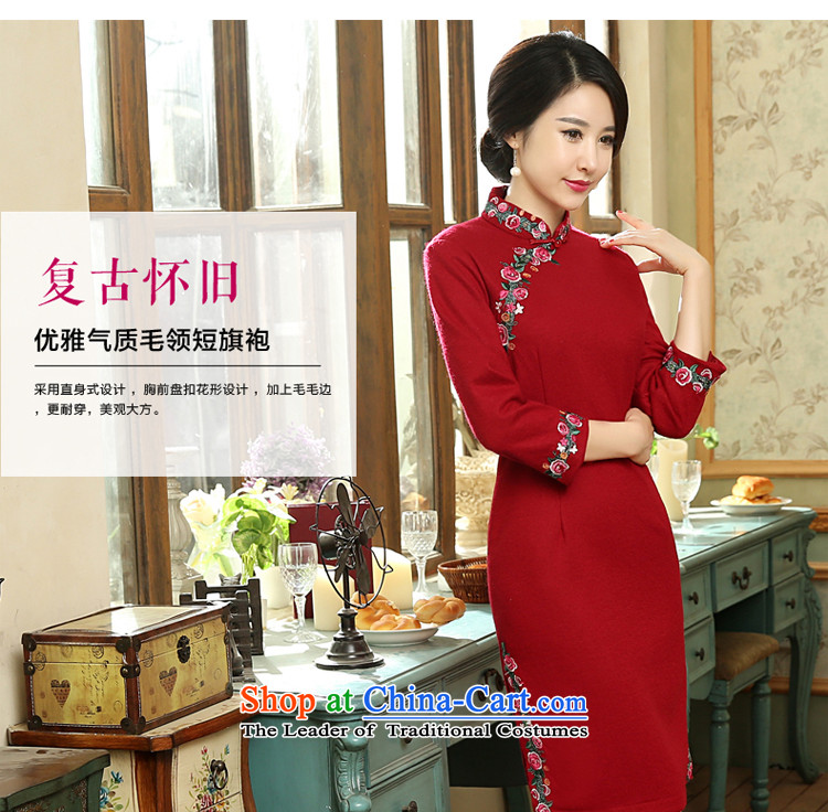 The new 2015 Fall/Winter Collections cheongsam dress long-sleeved wool? 