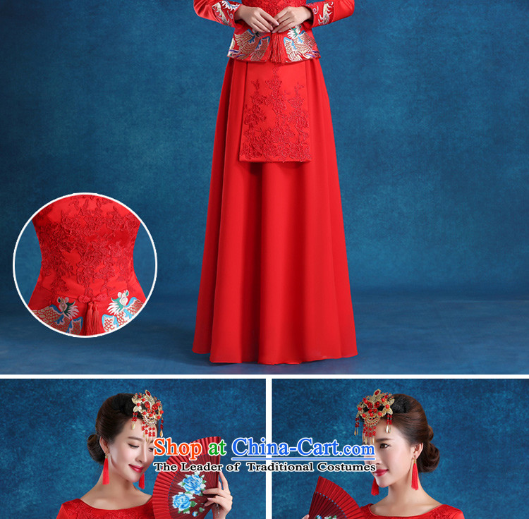 The privilege of serving-leung bows to new qipao winter clothing red wedding dress bride wedding dress costume Sau Wo service long-sleeved red long + model with 68 Head Ornaments XL-- concept of province package $10 pictures, prices, brand platters! The elections are supplied in the national character of distribution, so action, buy now enjoy more preferential! As soon as possible.