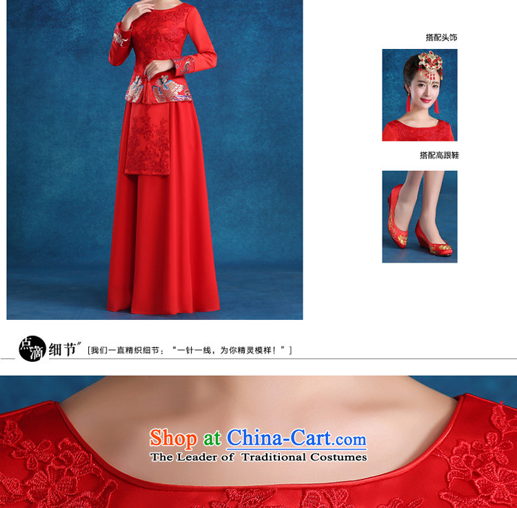 The privilege of serving-leung bows to new qipao winter clothing red wedding dress bride wedding dress costume Sau Wo service long-sleeved red long + model with 68 Head Ornaments XL-- concept of province package $10 pictures, prices, brand platters! The elections are supplied in the national character of distribution, so action, buy now enjoy more preferential! As soon as possible.
