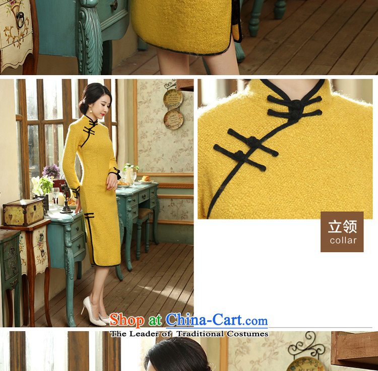 The cheongsam dress autumn and winter 2015 New Stylish retro-to-day wool gross? long-sleeved Ms. Sau San dresses large yellow L picture, prices, brand platters! The elections are supplied in the national character of distribution, so action, buy now enjoy more preferential! As soon as possible.