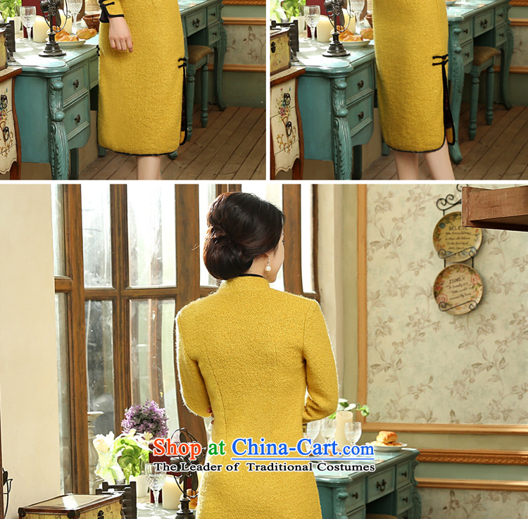 The cheongsam dress autumn and winter 2015 New Stylish retro-to-day wool gross? long-sleeved Ms. Sau San dresses large yellow L picture, prices, brand platters! The elections are supplied in the national character of distribution, so action, buy now enjoy more preferential! As soon as possible.