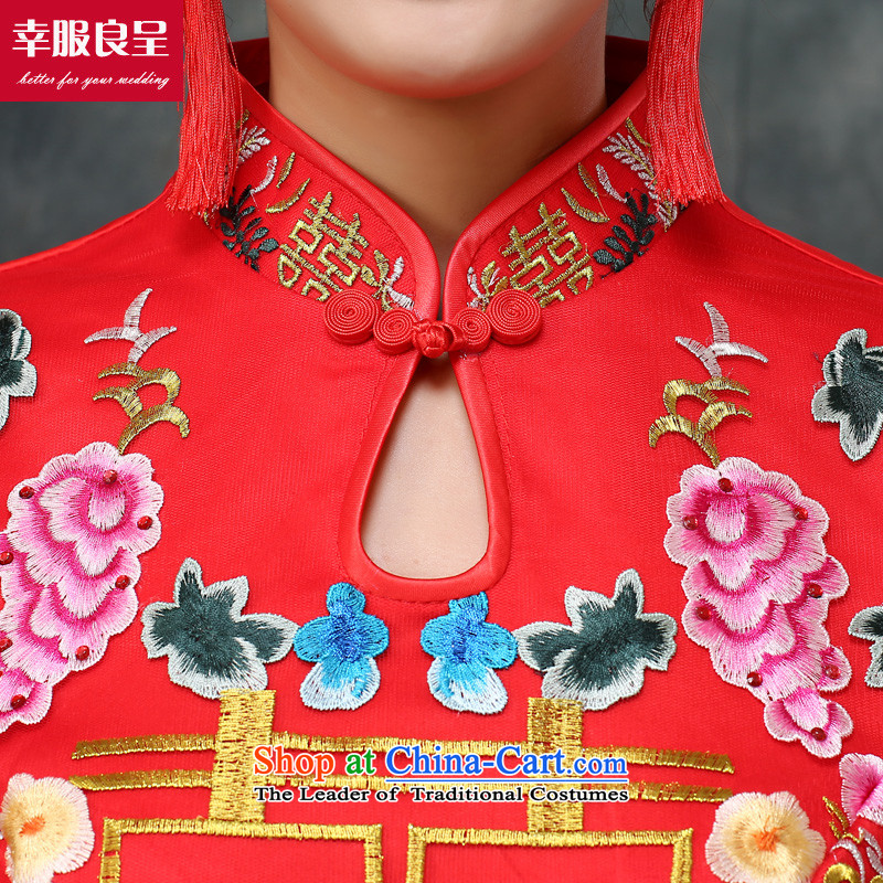 The privilege of serving-leung bows services red CHINESE CHEONGSAM wedding dress autumn and winter long-serving long-sleeved bride marry Wo Yi two kits cheongsam + model with 68 Head Ornaments S-- concept of province package of services, $10-leung , , , s
