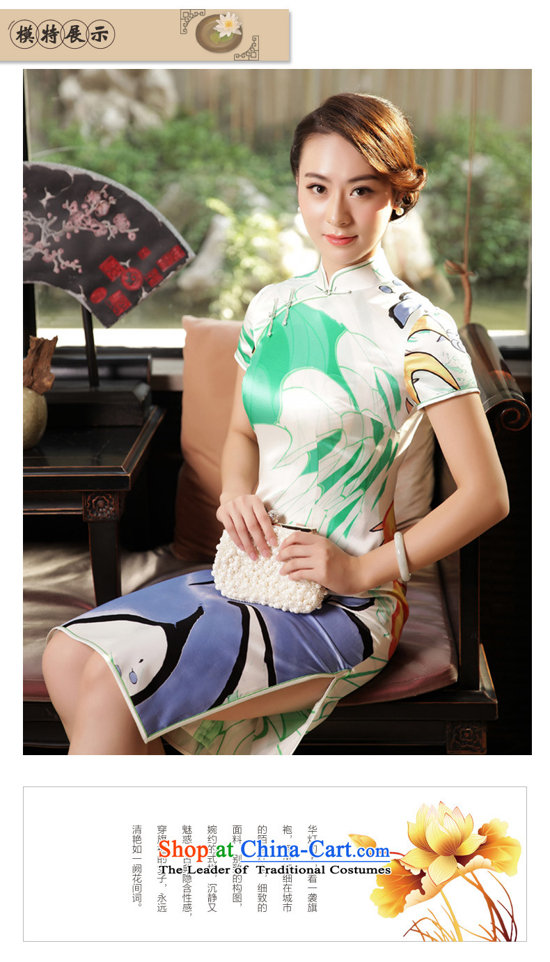 The Wu female red high-end silk cheongsam dress 2015 Fall/Winter Collections of daily in the New Sau San long qipao custom White XL manually picture, prices, brand platters! The elections are supplied in the national character of distribution, so action, buy now enjoy more preferential! As soon as possible.