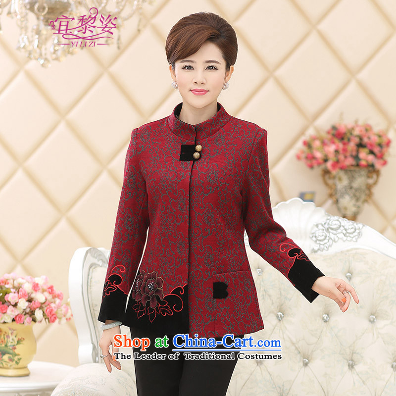 To the elderly in the Gigi Lai Women Fall/Winter Collections Tang jackets middle-aged moms with long-sleeved wool? a light jacket of older persons of ethnic costumes and red velvet XXL, desirable Gigi Lai , , , shopping on the Internet