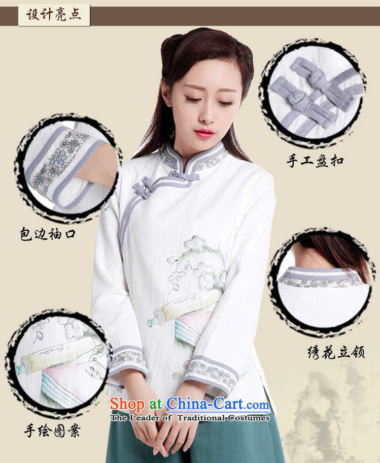 The girl with improved Han-chiu China wind Tang dynasty of ethnic Chinese women's cotton linen dresses shirt long-sleeved tea services XL  adult picture, prices, brand platters! The elections are supplied in the national character of distribution, so action, buy now enjoy more preferential! As soon as possible.