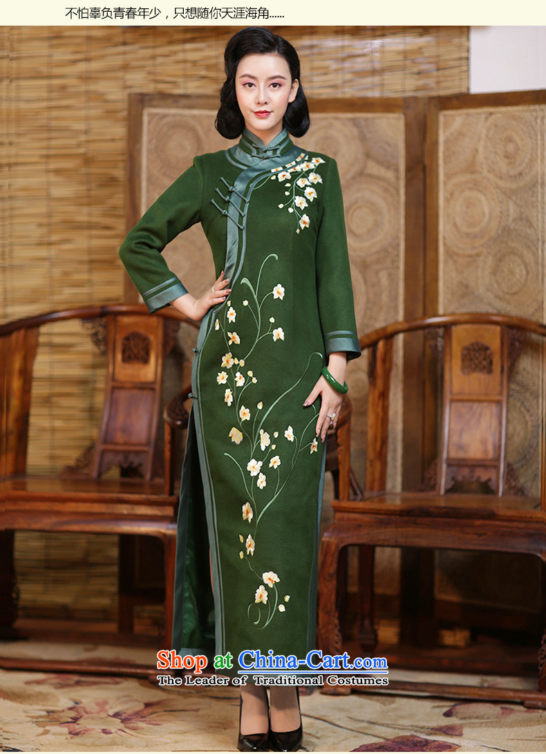 Chinese Classic double-side-long cheongsam dress 2015 new daily autumn and winter long-sleeved Sau San improved stylish and elegant Army Green - 15 days pre-sale S pictures, prices, brand platters! The elections are supplied in the national character of distribution, so action, buy now enjoy more preferential! As soon as possible.