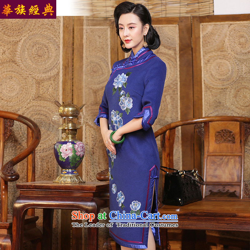 China-classic and elegant manners so gross Sau San embroidery cheongsam dress in winter long gown of Chinese New Year 2015 light blue - 15 days pre-sale , L, ethnic Chinese Classic (HUAZUJINGDIAN) , , , shopping on the Internet