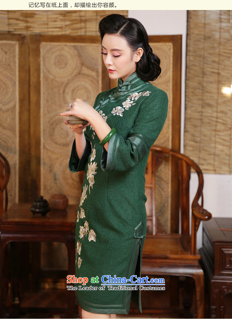 Chinese Classic long-sleeved embroidery about ethnic purge cheongsam dress 2015 new autumn and winter improved stylish Chinese Dress female cyan - 15 days pre-sale prices, pictures, XL brand platters! The elections are supplied in the national character of distribution, so action, buy now enjoy more preferential! As soon as possible.