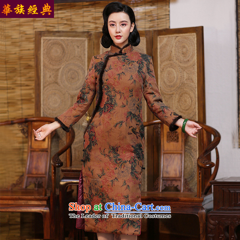 China Silk woven incense-classic cloud yarn winter cotton waffle long-sleeved qipao folder skirt retro improved stylish new 2015 - Pre-sale suit for fifteen days , L, ethnic Chinese Classic (HUAZUJINGDIAN) , , , shopping on the Internet