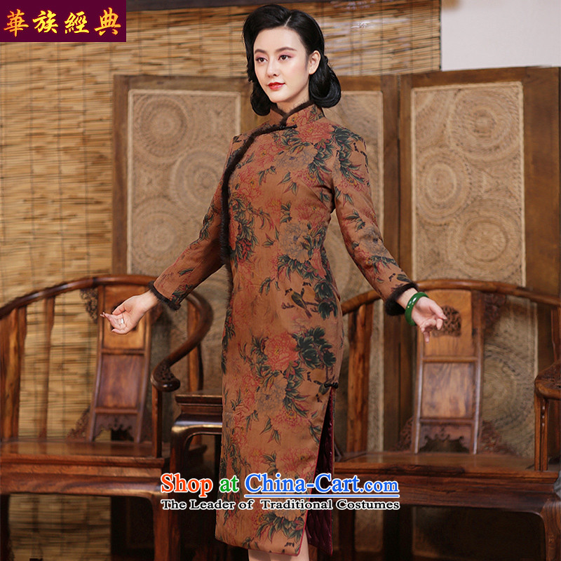 China Silk woven incense-classic cloud yarn winter cotton waffle long-sleeved qipao folder skirt retro improved stylish new 2015 - Pre-sale suit for fifteen days , L, ethnic Chinese Classic (HUAZUJINGDIAN) , , , shopping on the Internet