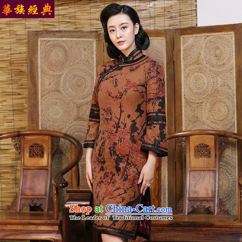 China Silk woven incense-classic cloud yarn daily cheongsam dress 2015 new autumn and winter long-sleeved cotton waffle robes of folder suit - pre-sale 15 days , M, China Ethnic Classic (HUAZUJINGDIAN) , , , shopping on the Internet
