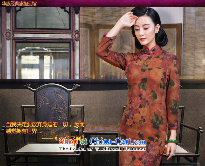 China Ethnic classic silk yarn-to-day long-sleeved cloud of incense cheongsam dress 2015 new autumn and winter stylish and elegant floral - Improved Sau San 15 days pre-sale prices, pictures, XL brand platters! The elections are supplied in the national character of distribution, so action, buy now enjoy more preferential! As soon as possible.