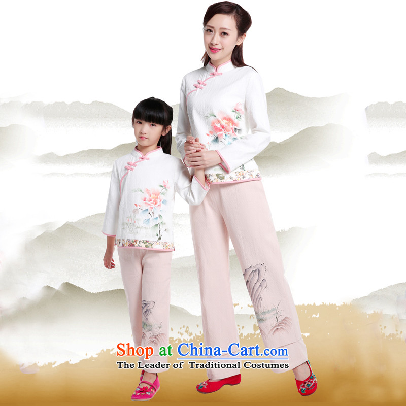 The new mother and 2015 replacing Tang blouses kidswear National Autumn Chinese boxed hand-painted cotton linen parent-child adult s 155CM,LO.MU beauty,,, replacing shopping on the Internet
