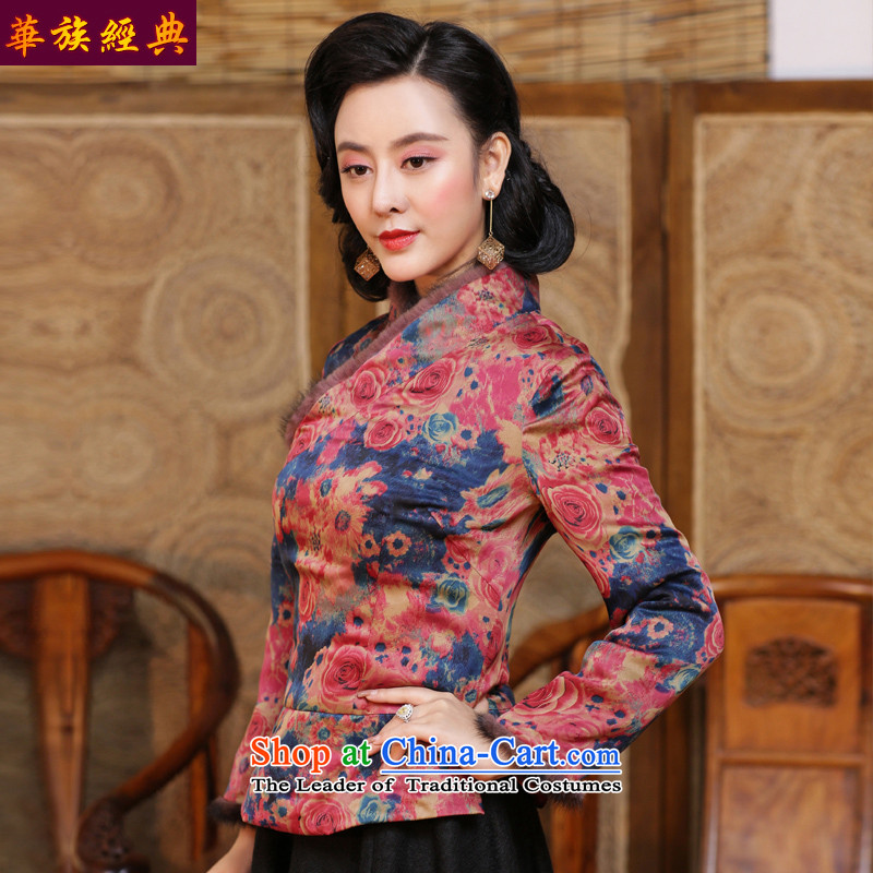 China Ethnic classic silk and cotton yarn folder cloud of incense thick Tang Dynasty of Korea wind women improved CHINESE CHEONGSAM shirt autumn and winter suit - 15 days pre-sale XXXL, Wah-Classic (HUAZUJINGDIAN) , , , shopping on the Internet