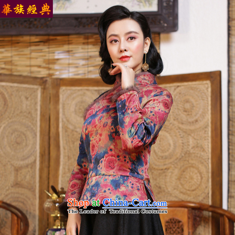 China Ethnic classic silk and cotton yarn folder cloud of incense thick Tang Dynasty of Korea wind women improved CHINESE CHEONGSAM shirt autumn and winter suit - 15 days pre-sale XXXL, Wah-Classic (HUAZUJINGDIAN) , , , shopping on the Internet