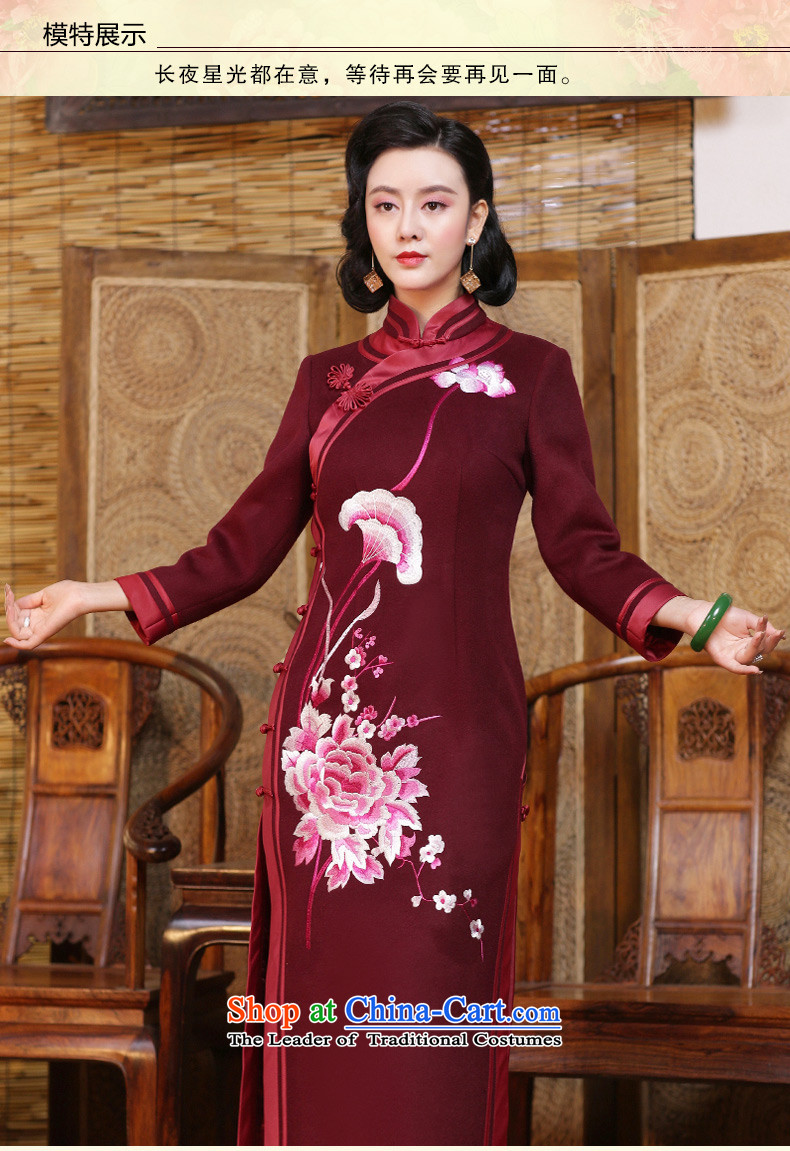 Chinese Classic double-side thickened the serb cheongsam dress upscale embroidered new 2015 autumn and winter improved Chinese Dress dark red - 15 days pre-sale S pictures, prices, brand platters! The elections are supplied in the national character of distribution, so action, buy now enjoy more preferential! As soon as possible.