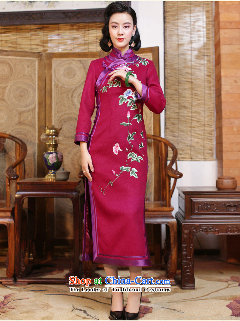 Chinese Classic double-side qipao Serb 2015 autumn and winter new retro improved long-sleeved cheongsam dress the Sau San embroidery daily dark red - 15 days pre-sale prices, pictures, L brand platters! The elections are supplied in the national character of distribution, so action, buy now enjoy more preferential! As soon as possible.